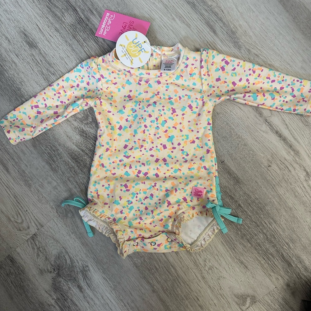 NWT Ruffle Butts 6-12 month Rash Guard UPF 50+